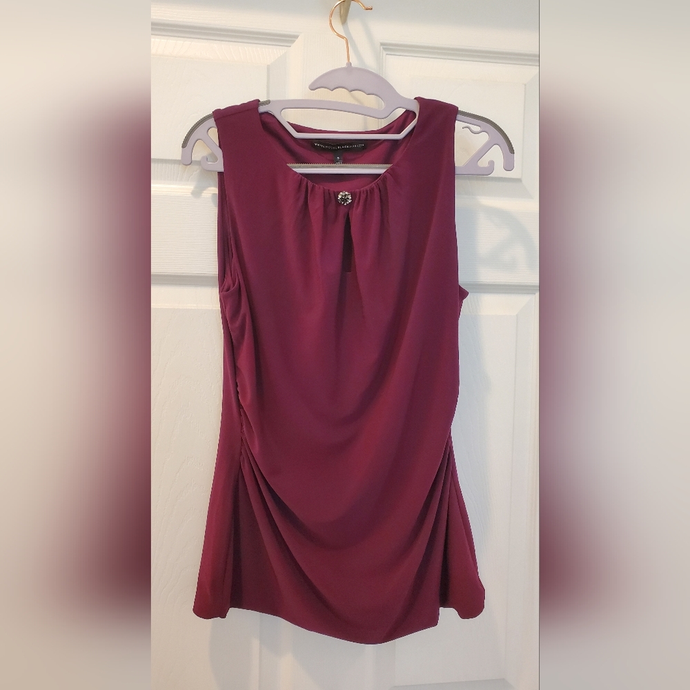 WHBM Keyhole Sleeveless Shell with rhinestone accent